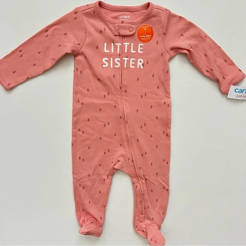 Carter's Pink 'Little Sister' Floral Footie